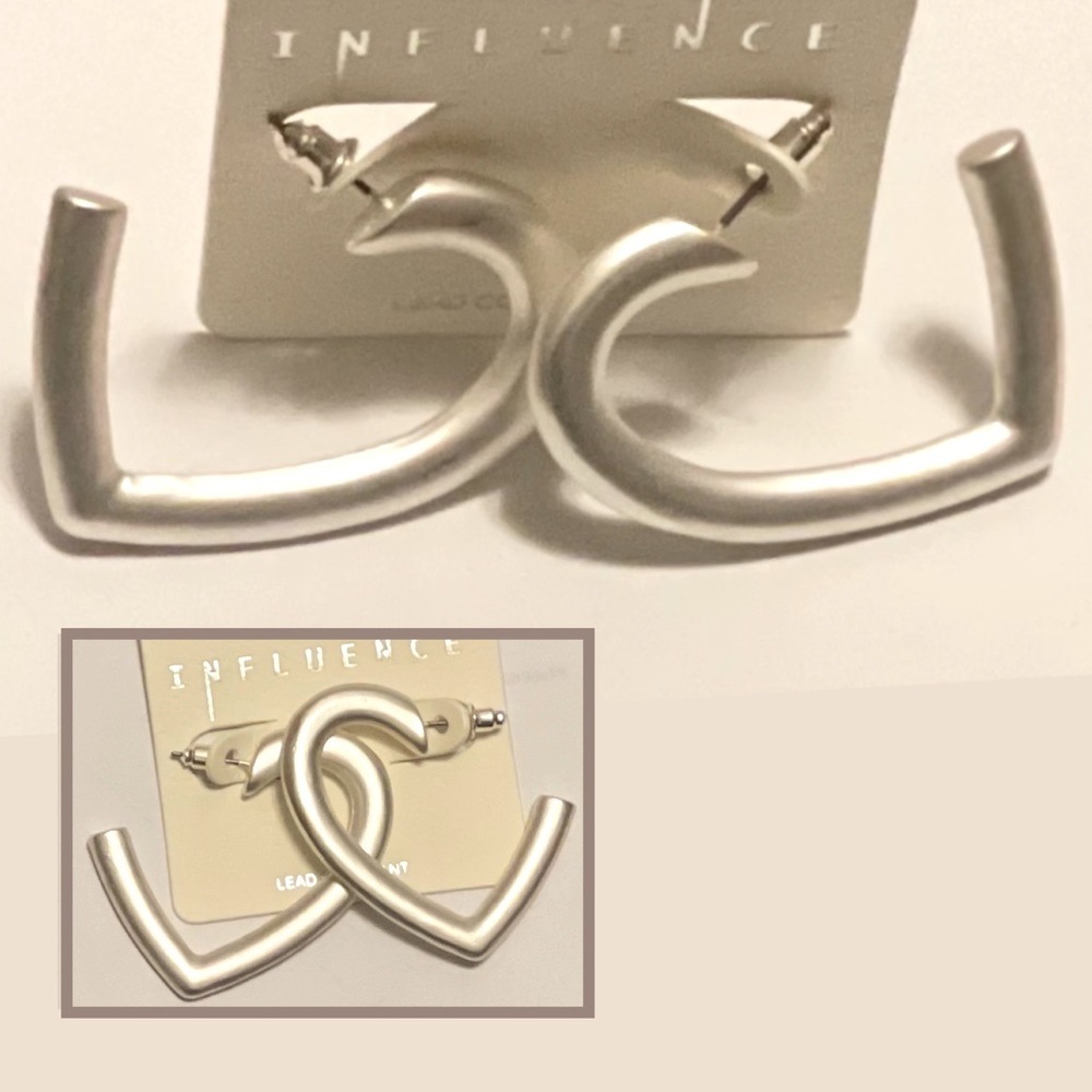 Heart Hoop Earrings in a Silver Matte Finish NWT